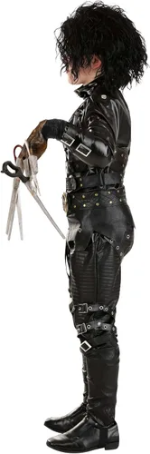 Vista 4 de Disfraz de Edward Scissorhands para niños Traje completo de Halloween de personaje de película para niños camisa, pantalones, guantes de tijera