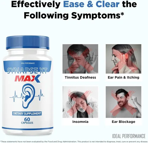 Vista 3 de IDEAL PERFORMANCE Synapse XT Max Tinnitus Supplement Pro Premium - Paquete de 2 pastillas de alivio (120 cápsulas)