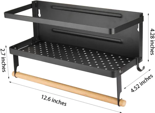 Vista 3 de Organizador magnético de especias de un solo nivel, estante de almacenamiento de especias para refrigerador, fácil de instalar, el lado