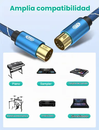 Vista 6 de EMK Cable DIN MIDI de 5 pines macho a macho, compatible con teclado MIDI/sintetizador/guitarra/multiefectos de guitarra/interfaz de audio/mezclador