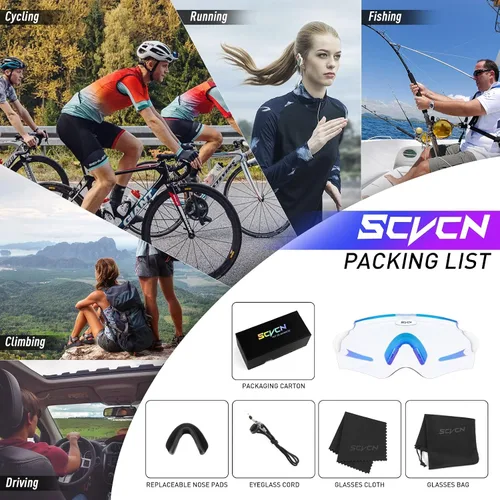 Vista 6 de SCVCN Gafas de sol de ciclismo fotocromáticas para hombres y mujeres, gafas de sol deportivas HD MTB para montar en bicicleta de montaña