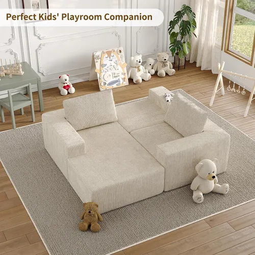 Vista 2 de Yanosaku Sofá modular en forma de L de 107 pulgadas, sofá modular Cloud con diván, tapizado, sin montaje, asiento profundo, cojines suaves