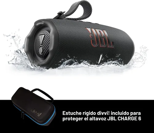 Vista 3 de JBL Charge 6 (negro) + paquete con funda protectora rígida divvi! (negro)
