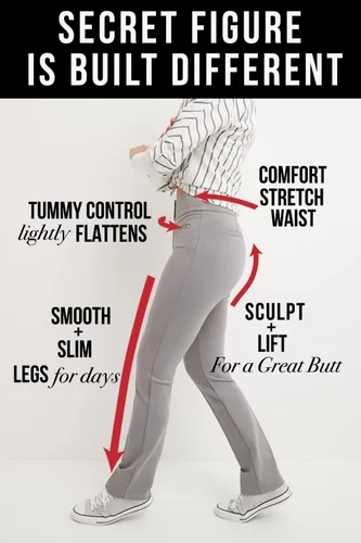 Vista 4 de Rekucci - Pantalón recto Secret Figure de meter con pretina elástica y control de abdomen para mujer