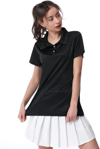 Vista 3 de Camiseta polo para mujer, camiseta de golf Dry Fit que absorbe la humedad, manga corta, deportiva, ropa deportiva, cuello con botones, entrenamiento