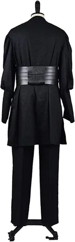 Vista 4 de CosDaddy Disfraz de cosplay para hombre, túnica de uniforme para cosplay, versión de lino, Negro