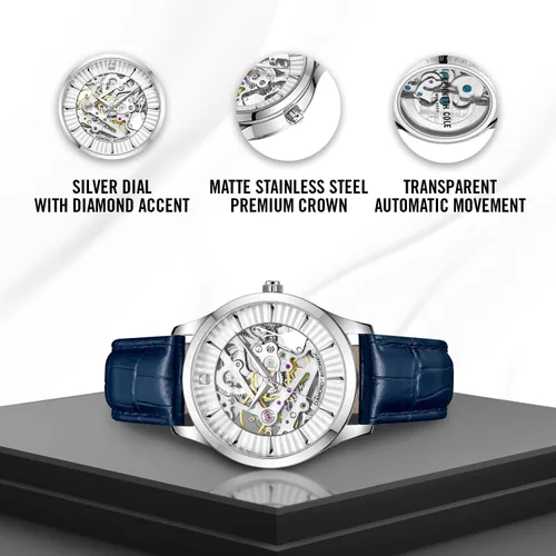 Vista 5 de Kenneth Cole - Reloj de lujo para mujer, correa de cuero auténtico, cuerda automática resistente al agua, reloj analógico con esfera redonda