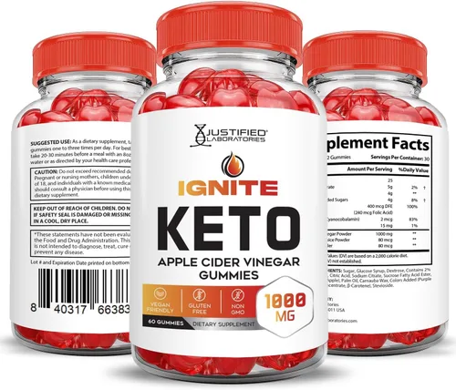 Vista 6 de Justified Laboratories Ignite Keto ACV Gummies Advanced 1000 mg Ignite Keto Gummies Formula Vinagre de sidra de manzana formulado con jugo