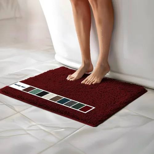 Vista 55 de Muddy Mat Alfombras de Baño de Chenilla de Microfibra de Secado Rápido Antideslizantes Lavables, Extra Gruesas, Suaves y Altamente Absorbentes Gris