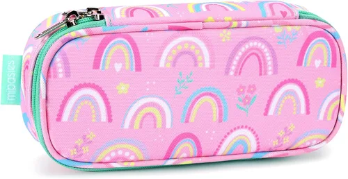 Vista 17 de Lapicera para niñas, estuche con divisiones múltiples para lápices, diseño de fresas color rojo