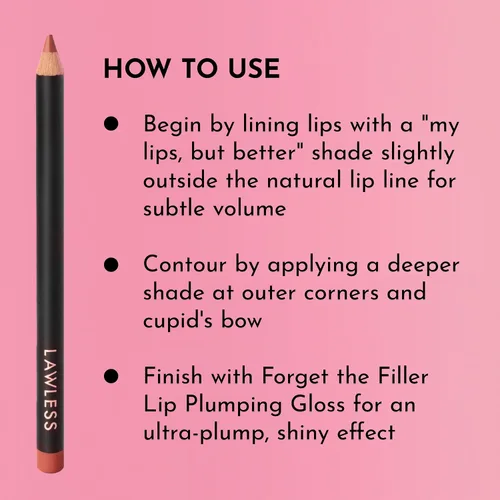 Vista 6 de Lawless Forget the Filler Definer Liner - Canela - Delineador de labios premium con ingredientes naturales para proporcionar un aspecto suave con un