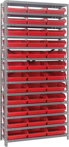 Vista 621 de Quantum QSBU-245BK Heavy Duty Shelving Unit with (7) Shelves and (24) QUS245 Black Bins for Garage Warehouse Storage Distribution 400 lb Load