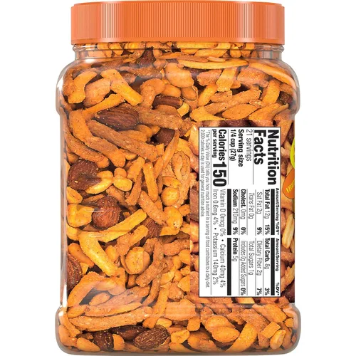 Vista 2 de Southern Style Nuts Cheesy Cheddar Hunter Mix, 20 onzas, cacahuetes, palitos de sésamo, palitos de maíz, almendras y anacardos