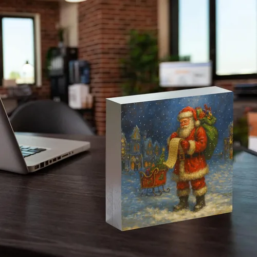 Vista 4 de Letrero de madera de Papá Noel – Decoración retro de Navidad de Papá Noel, caja de madera rústica de Satanás para el hogar, cocina, baño, mesa