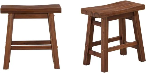 Vista 4 de Boraam Sonoma Taburete Alto Tipo Silla de Montar sin Respaldo para Comedor - Castaño con Acabado Cepillado - Juego de 2