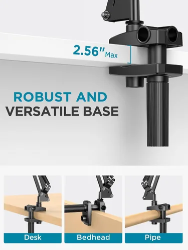 Vista 4 de InnoGear Soporte para tablet para cama, soporte para tableta superior, soporte para teléfono, soporte para tableta para escritorio, 2 abrazaderas