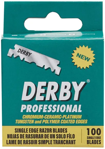 Vista 2 de 100 cuchillas de afeitar profesionales Derby de un solo filo (paquete de 2)