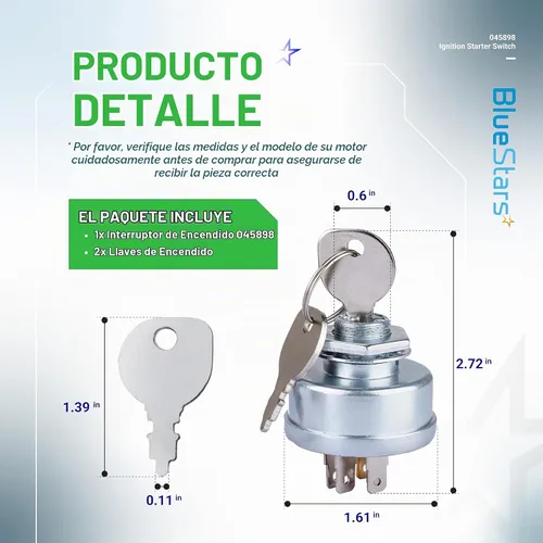 Vista 2 de BlueStars 045898 Interruptor de arranque de encendido 2 teclas – Compatible