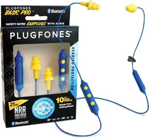 Vista 10 de Plugfones Basic Pro - Auriculares Bluetooth con Tapones de Espuma para los Oídos - Protección Auditiva NRR de 27 dB - Auriculares Inalámbricos