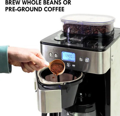 Vista 8 de Kenmore Elite Cafetera de Moler y Preparar – Molinillo integrado, máquina automática de café por goteo, cafetera programable de 12 tazas, molinillo