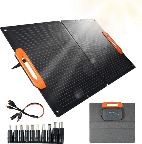 Vista 10 de Kit de panel solar portátil de 100 W, 25% de alta eficiencia tipo N paneles solares plegables con panel de vidrio templado, con controlador de carga