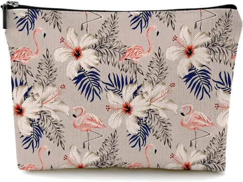Vista 21 de Pequeña bolsa de maquillaje para monedero, bonita lona impermeable, bolsas de cosméticos para mujeres, con cremallera, bolsa de aseo de viaje