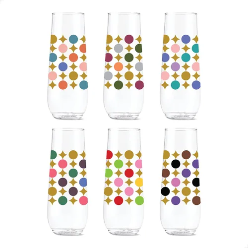Vista 14 de TOSSWARE POP Vino Designer Series - Formas 2, juego de 6, calidad premium, reciclables, irrompibles y transparentes de plástico transparente