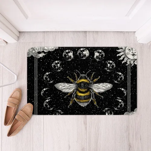 Vista 4 de Erosebridal Tapete de baño de abeja, sol y luna, decoración de habitación de galaxia trippy de 16 x 24 pulgadas, alfombra de baño de noche