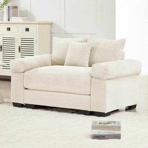 Vista 4 de Sofás seccionales de pana de 54 pulgadas para sala de estar, cómodo juego de sofá modular de gran tamaño con asiento profundo, sofá individual