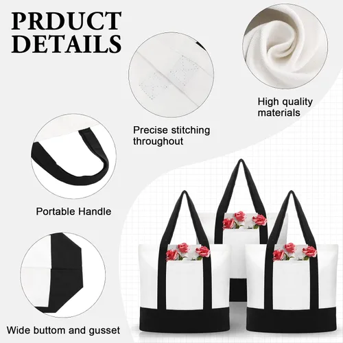 Vista 4 de Reginary Paquete de 10 bolsas de lona grandes a granel, reutilizables, de algodón natural, para bricolaje, multiusos