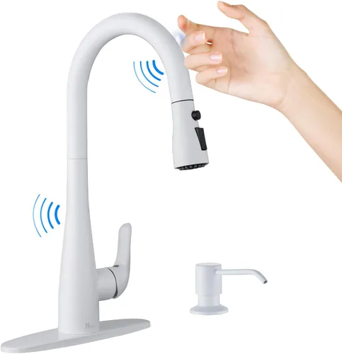 Vista 11 de Grifo de Cocina con Dispensador de Jabón y Pulverizador Extraíble - Grifo de Fregadero de Cocina de Acero Inoxidable con Una Sola Manija, Diseño