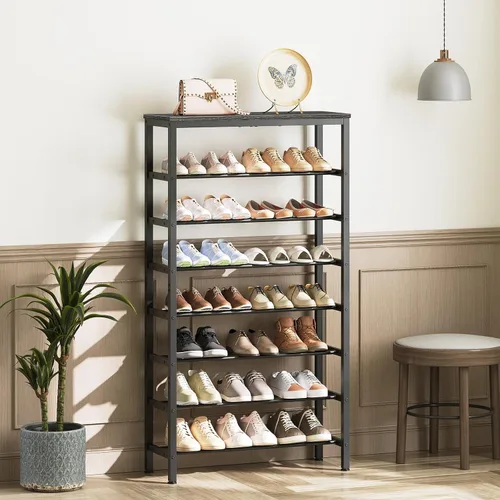 Vista 2 de YATINEY Zapatero alto de 8 niveles, organizador de almacenamiento de zapatos de gran capacidad, estante de zapatos independiente para armario