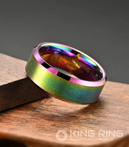 Vista 3 de King Ring Anillos de tungsteno de 4680.394 in Anillos de tungsteno con acabado mate superpulido, coloridos, diseñados en Estados Unidos