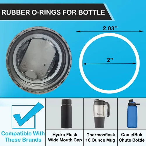 Vista 7 de 6 popotes de repuesto y anillos de junta de silicona y 1 funda protectora flexible para botella compatible con botella de agua Hydro Flask de boca