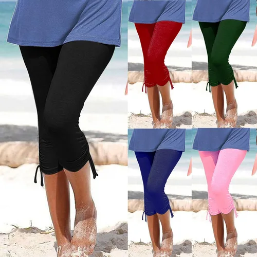 Vista 2 de HGps8w Cropped Yoga Pants for Women Tummy Control High Waisted Compression Capris Drawstring Leggings Workout Running Tights