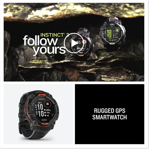 Vista 29 de Garmin Instinct® 3 45mm, pantalla AMOLED, reloj inteligente GPS resistente para exteriores, bisel reforzado con metal, linterna incorporada, hasta