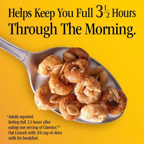 Vista 5 de Cheerios Oat Crunch Cinnamon Cereal de Desayuno, Hecho con Grano Entero, Tamaño Grande, 18.2 oz