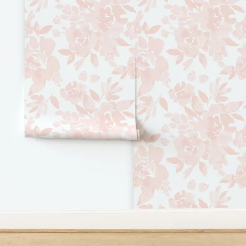 Vista 4 de Papel tapiz para despegar y pegar, peonías, rubor, flores, princesa, floral, para habitación de niñas, papel tapiz extraíble personalizado por