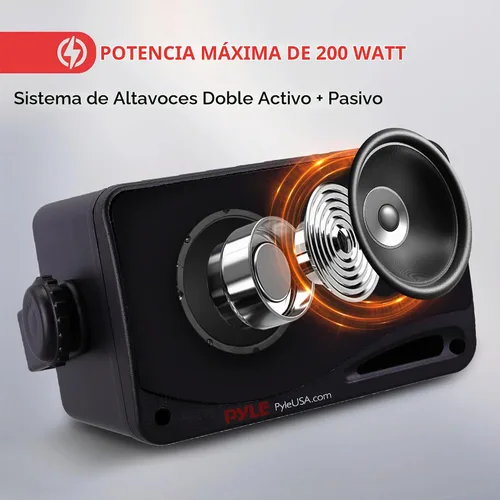 Vista 2 de Pyle PDWR42BBT - Altavoz Bluetooth inalámbrico impermeable para exteriores, 3.5 pulgadas, par de 3 vías, pasivo, resistente a la intemperie, sistema