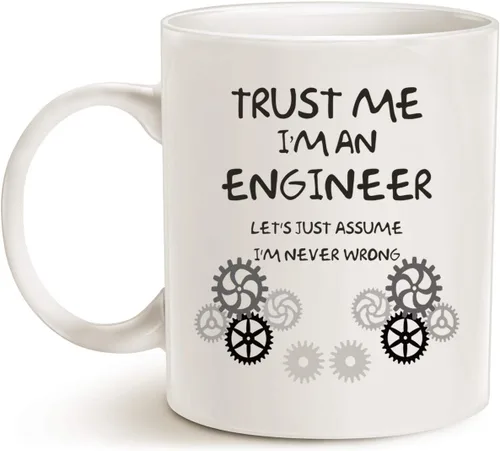 Vista 3 de MAUAG Taza de café Funny Engineer Unique Idea, Trust Me, I'm an Engineer, taza de cerámica blanca, 11 onzas