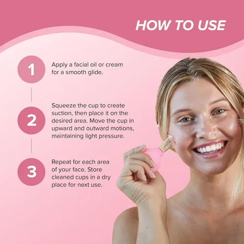 Vista 5 de Skin Gym Juego de Ventosas Faciales, Herramienta de Ventosas Faciales de Vidrio para Terapia de Masaje, Escultura y Tonificación de Mentón, Línea