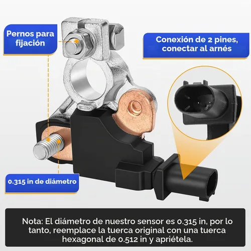 Vista 5 de Sensor de corriente de batería 38920-TR0-A02/Sensor de temperatura y voltaje de batería para Honda Civic 2012-2015, Honda Crv 2012-2016/2013-2021