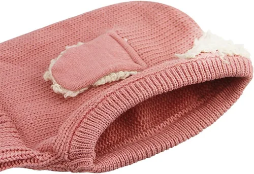 Vista 3 de Conjunto de bufanda y gorro de invierno cálido para bebés, niños y niñas, con orejas de cachorro, gorro de punto, con solapa, bufandas, gorro