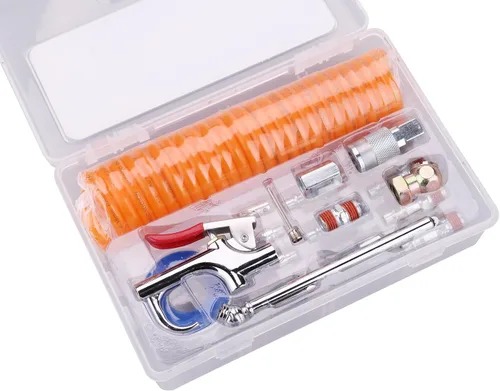 Vista 2 de 1/4" NPT kit de accesorios - 20 unidades, kit de herramientas para manguera de compresor de aire con manguera con bobina/pistola de aire/manómetro