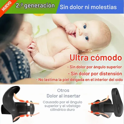 Vista 5 de WaterDam - Tapones de natación para los oídos, grandes, impermeables, ultra cómodos, para evitar el oído de nadador (talla 0: bebé 0-1 año (naranja))