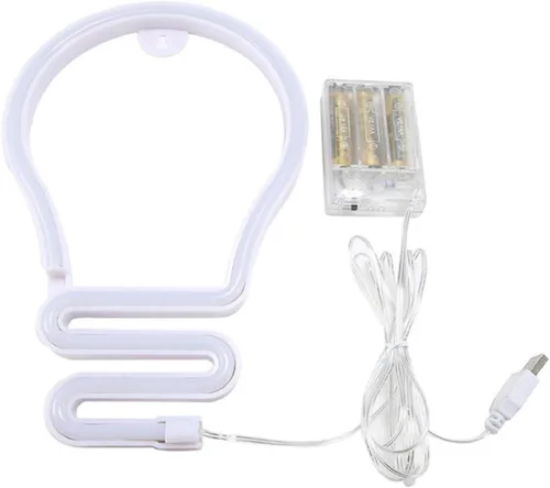 Vista 7 de Letreros de neón con bombilla azul, luz nocturna LED, carga USB, funciona con pilas, luces de pared de neón decorativas para habitación de niños