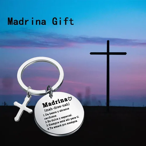 Vista 6 de TGBJE Llavero Madrina para padrinos, regalo de primera comunión, regalo de agradecimiento para padrinos