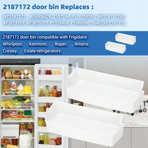 Vista 3 de 2187172 Contenedor de puerta para Whirlpool Kenmore Amana Frigidaire Frigidaire Frigidaire Roper Estate Reemplazar WP2187172, AP6006028, 2187194K