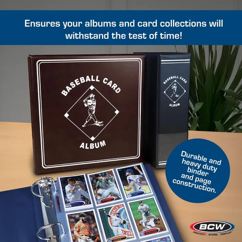Vista 5 de BCW Supplies - Álbum de béisbol de 3 pulgadas, color negro, carpeta duradera de alta calidad para 90 tarjetas de béisbol, anillo en D de servicio