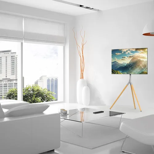 Vista 8 de UPGRAVITY Soporte de TV con caballete con base de trípode para pantallas planas LED LCD OLED de 45 a 65 pulgadas, soporte de suelo giratorio de 180°